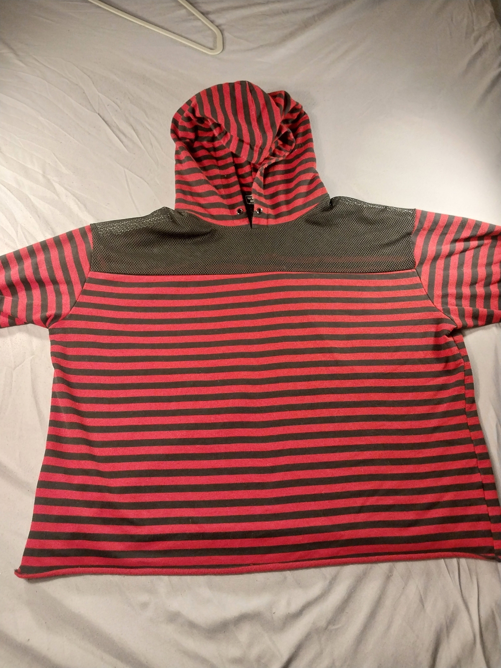Midnight Hour Red & Black Striped Mesh Hoodie #218